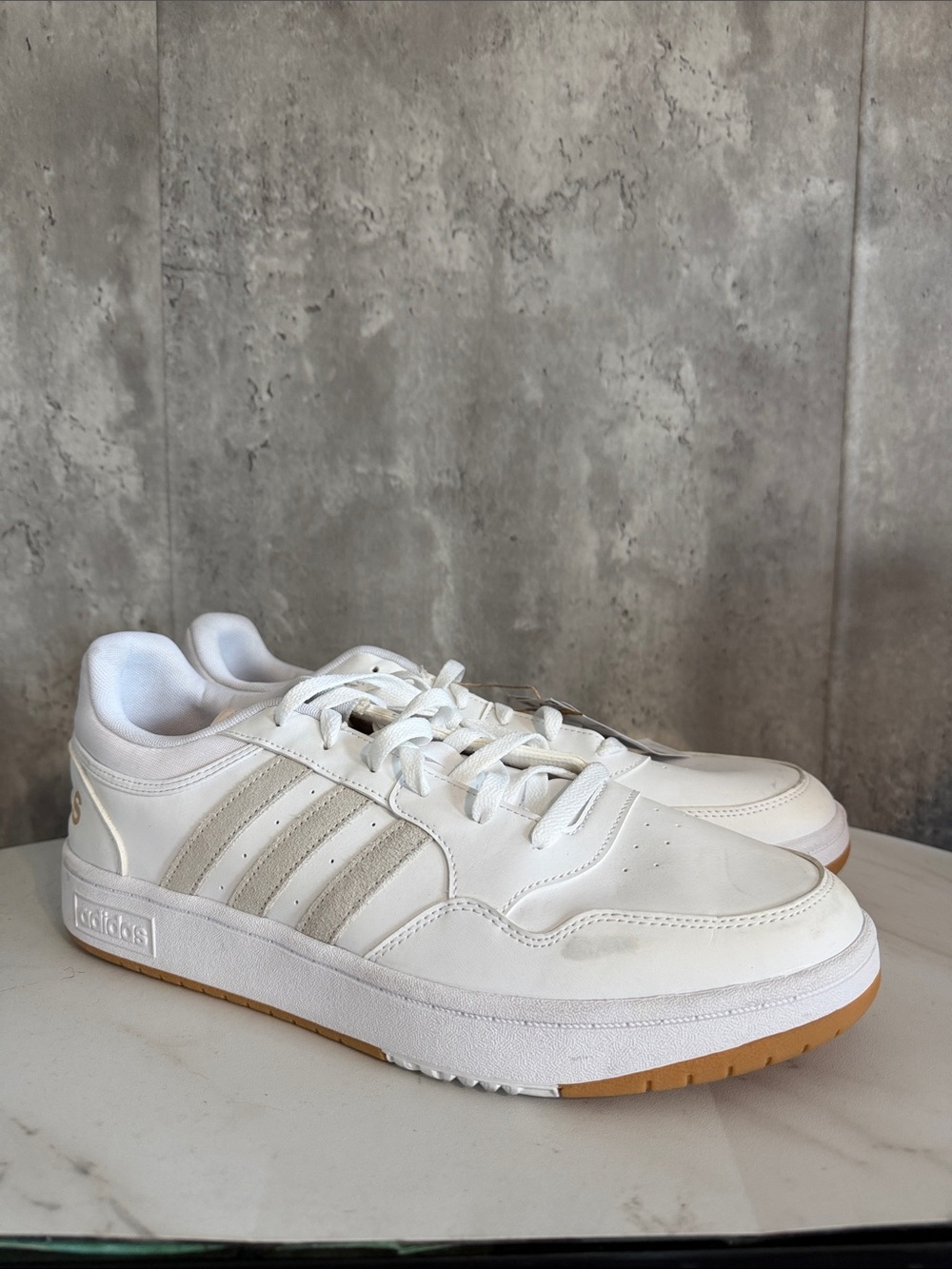 NEW adidas hoops 3.0 White Low-Top Sneakers with Gum Outsole sz 13 men’s